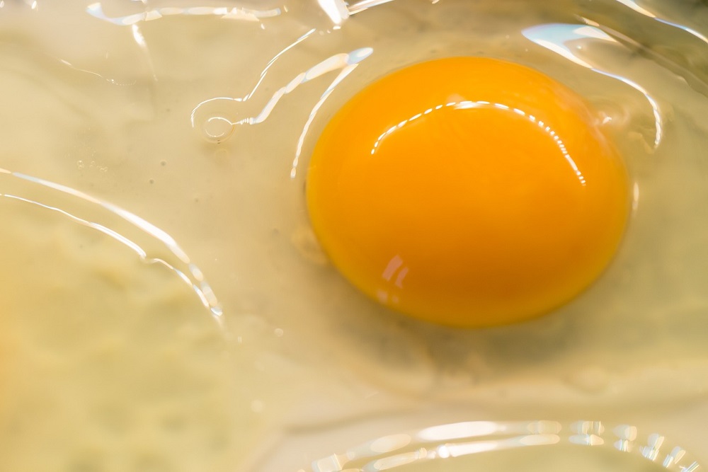 Vyklepnuté vejce se žloutkem a bílkem